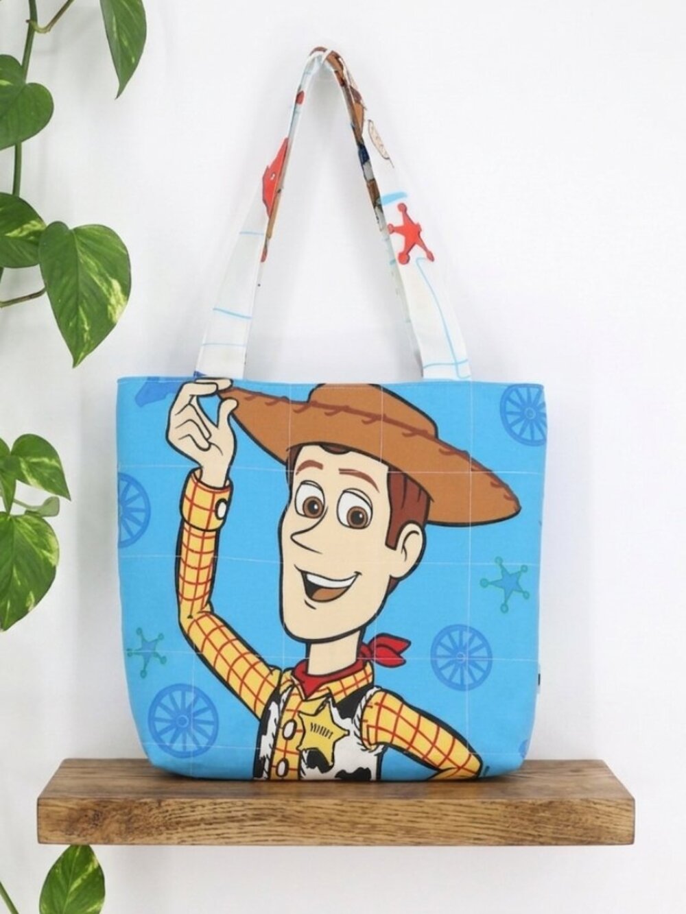 Toy Story Vintage Quilted Tote Bag Disney Woody Buzz Lightyear Handmade